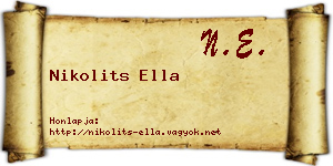 Nikolits Ella névjegykártya